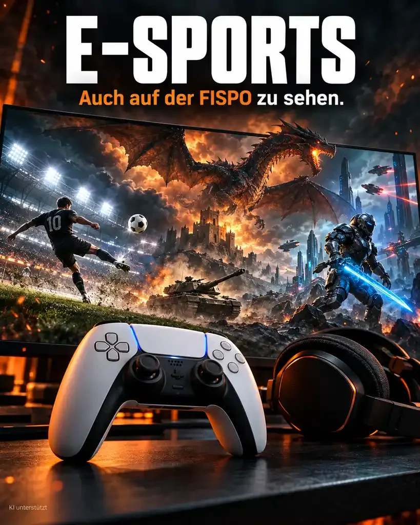 Plakat: E-Sports, auch auf der FiSpo zu sehen